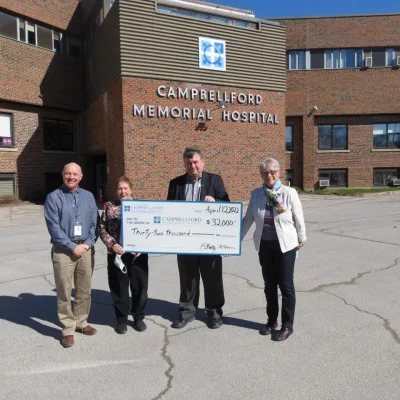 Auxiliary to Campbellford Memorial Hospital present the hospital with their annual gift